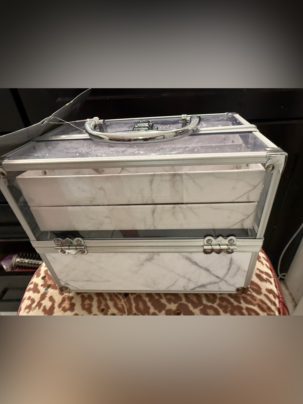 Ulta Beauty Clear Acrylic Makeup Organizer with Marble Accents